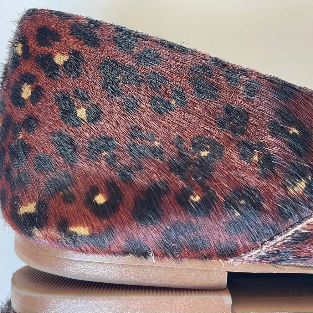 Madewell Frances Skimmer Painted Leopard Calf Hair Brown Loafer Slip-on 8